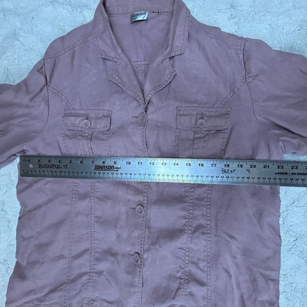 Chico's Womens Button Front Basic Shirt Jacket La… - image 5